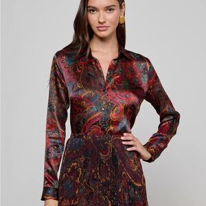 NWT L’Agence Tyler Multi Small Medallion Paisley 100% Silk